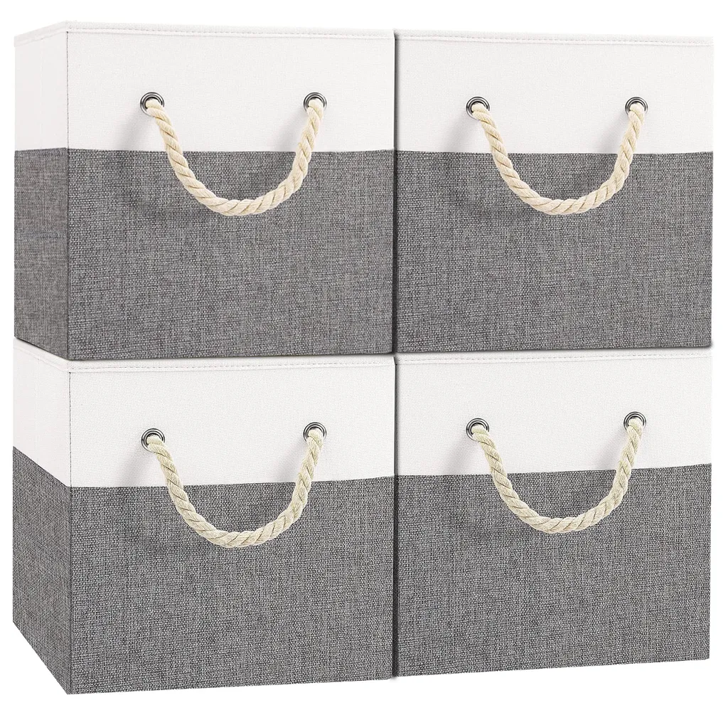 Boîtes de Rangement avec Poignées en Tissu Respirant pour Vêtements X4