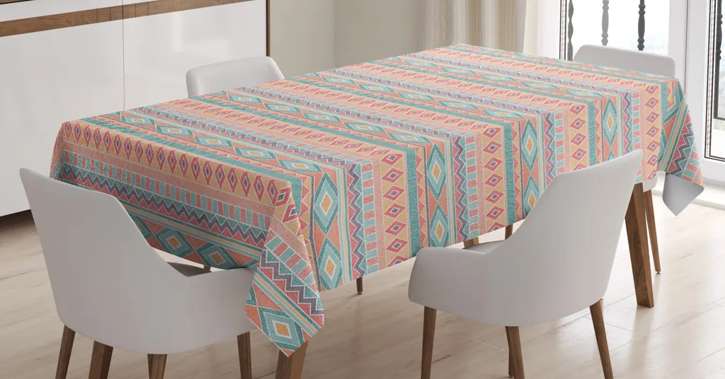 ABAKUHAUS Tovaglia Antimacchia 140x240 Etnica Pesca - Lavabile e Top