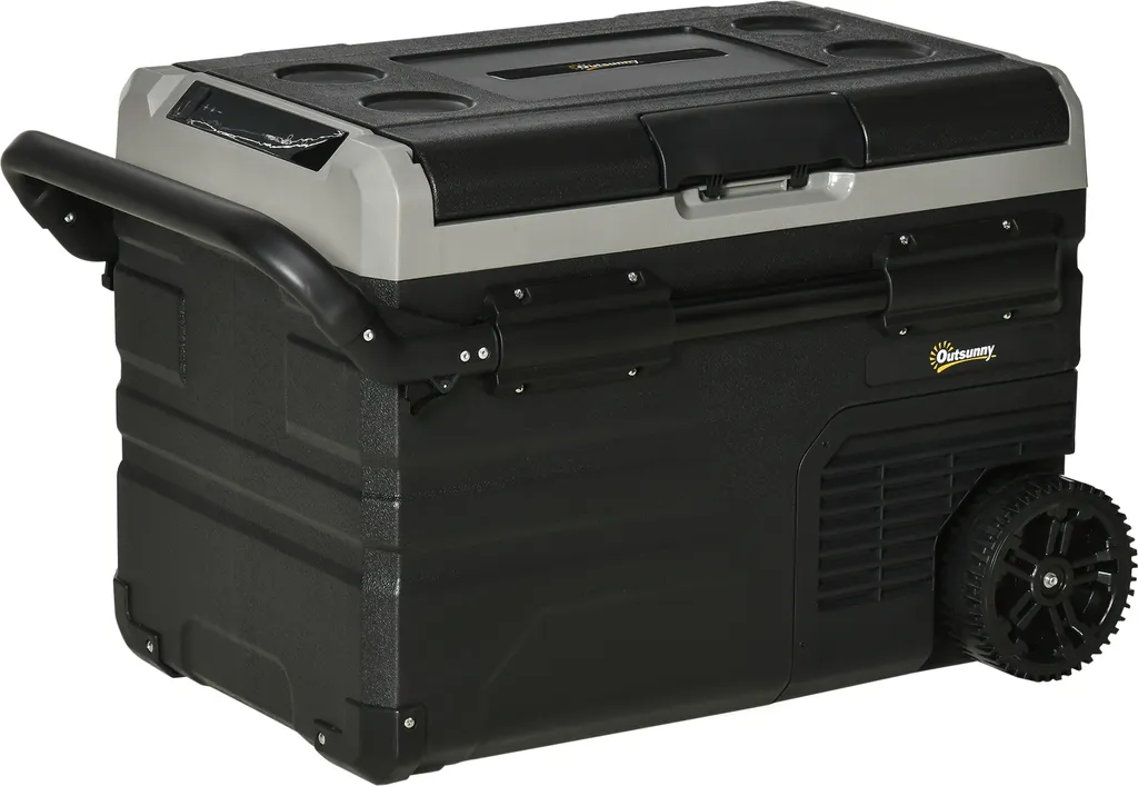 Glacière de voiture Outsunny 40L Compresseur 12/24V 230V LED Gris/Noir