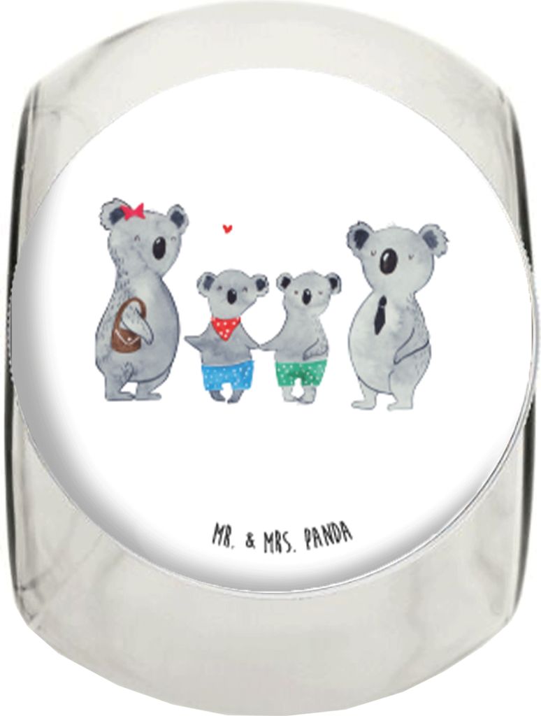 Mr. & Mrs. Panda Lebensmittelbehälter Koala Familie zwei XL 2000ml - Weiß - Geschenk, Bruder, Süßigkeitenglas, Kaffeedose, glasbehälter, Zusam...