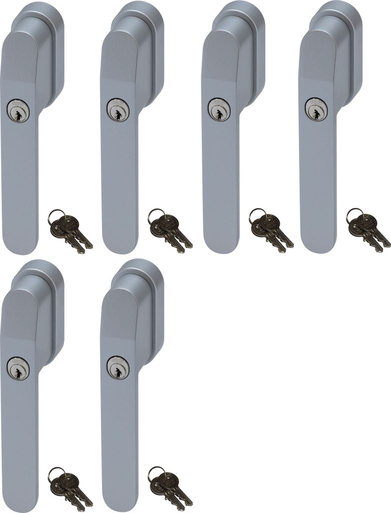 ABUS FG400 Abschließbarer Fenstergriff Silber, gleichschließend im Set 6 Stück