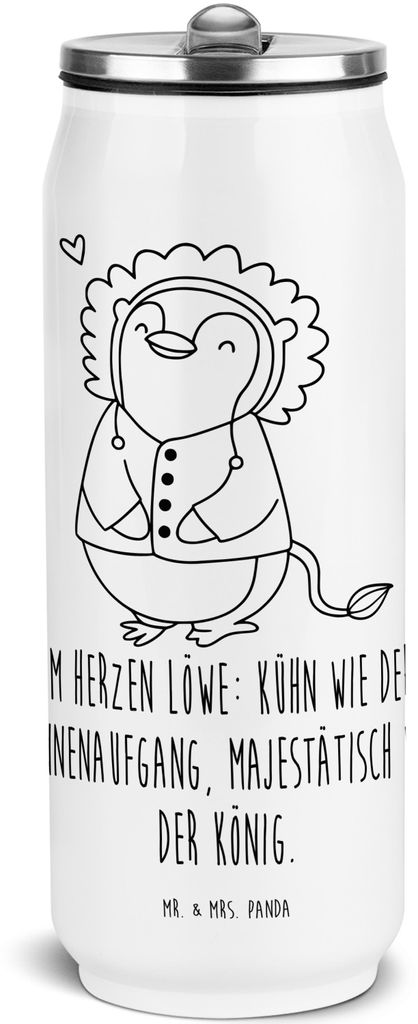 Mr. & Mrs. Panda Trinkflasche Löwe Astrologie - Weiß - Geschenk, Isolierflasche, Edelstahl, Wasserflasche, sport, Sternzeichen, Thermoflasche, Ge...