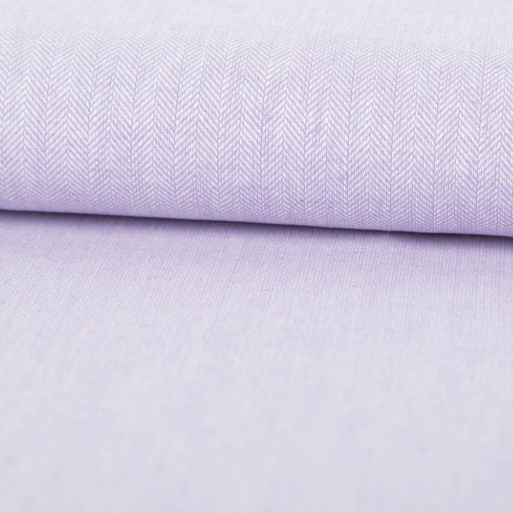 Leinen-Baumwollstoff Chambray Fischgrät meliert flieder 1,38m