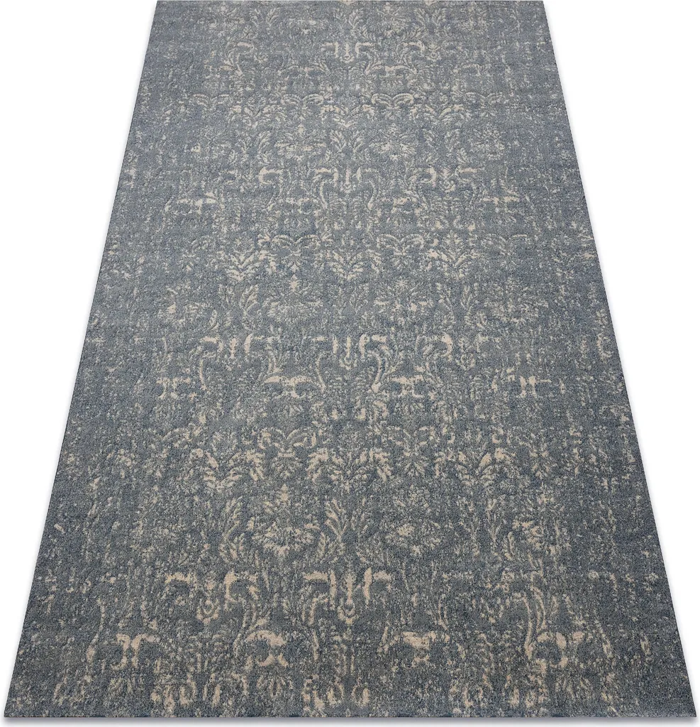 Tapis en laine JADE anti-poussière bleu beige 85x160 pour intérieur sain