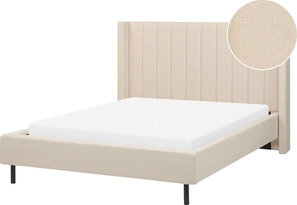 BELIANI Polsterbett Hellbeige Bouclé mit Lattenrost 140 x Produktbild 