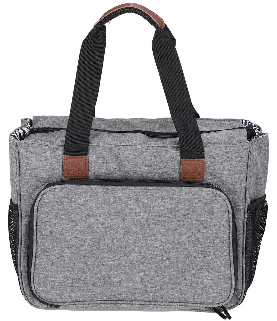 Organisateur de tricot gris avec kit d'aiguilles et brosse ménagère 40cm