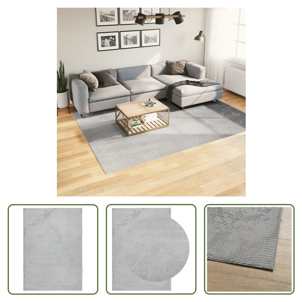The Living Store Teppich IZA Kurzflor Skandinavischer Look Grau 200x280 cm
