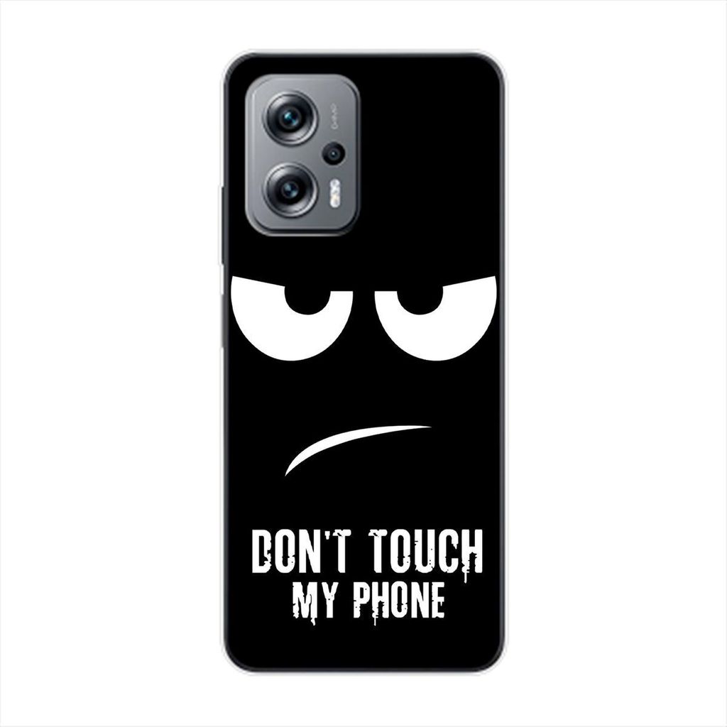König Design Hülle kompatibel mit Xiaomi Redmi K50i Kunststoff Soft Handyhülle - Handy Case Dont Touch My Phone Schwarz