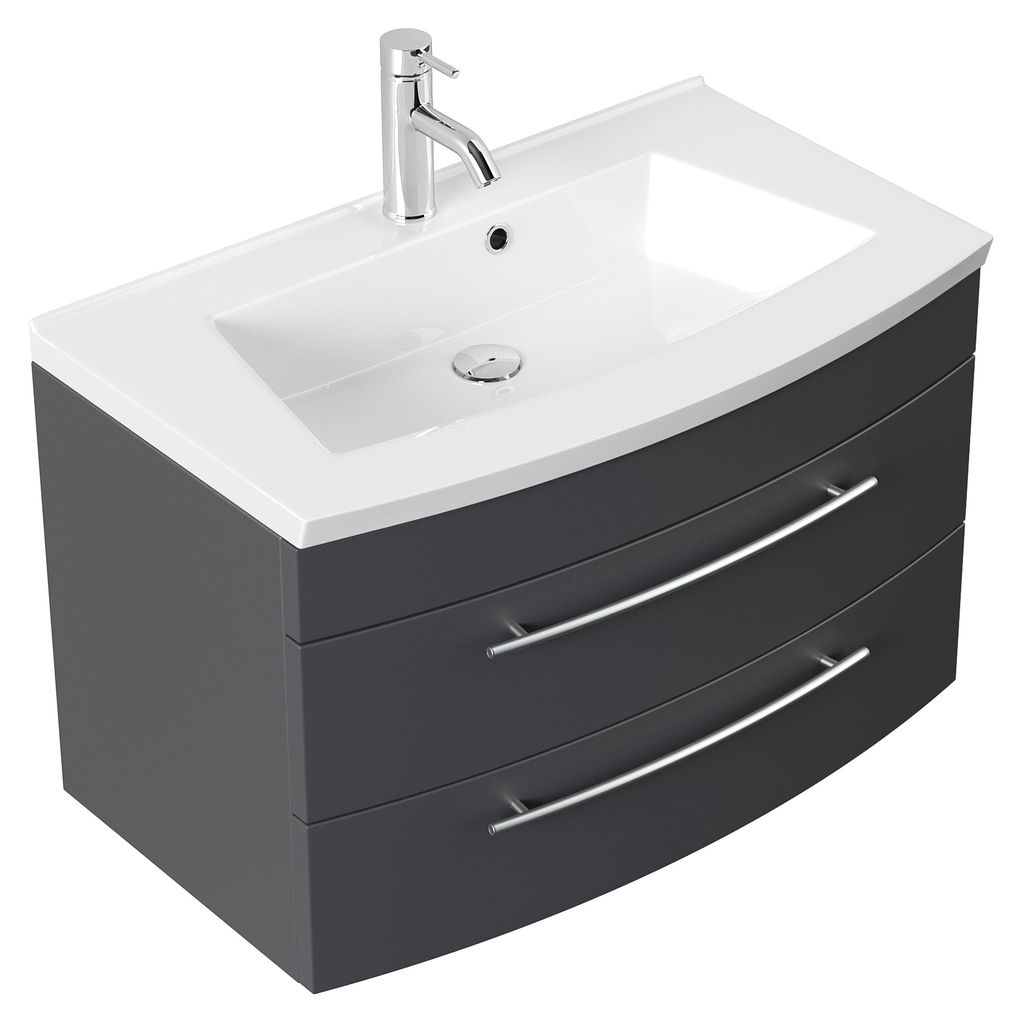 Badmöbel Bella 80 mit runder Front SoftClose anthrazit : Produktbild 