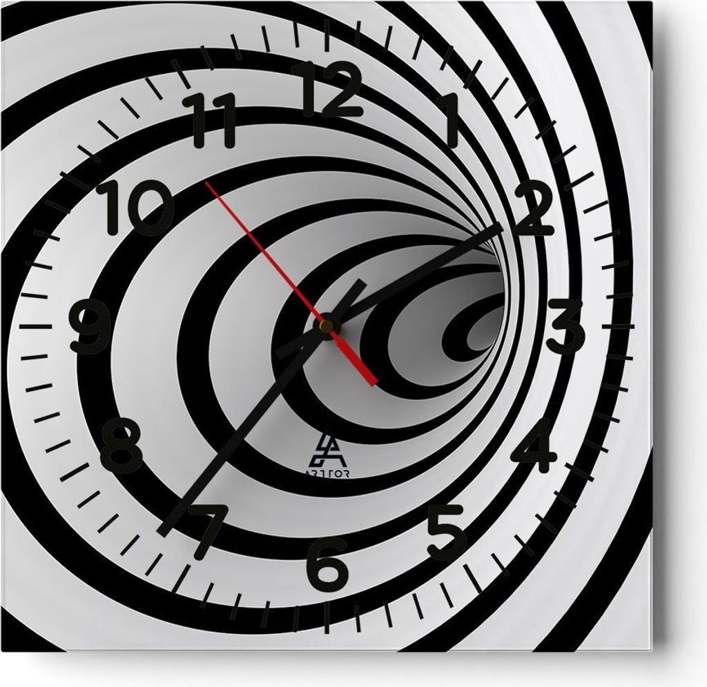 Wanduhr - Quadrat - Glasuhr - Spirale abstrakt komposition - 30x30cm - Schleichendes Uhrwerk - Lautlos - zum Aufhängen bereit - Dekoration Modern ...