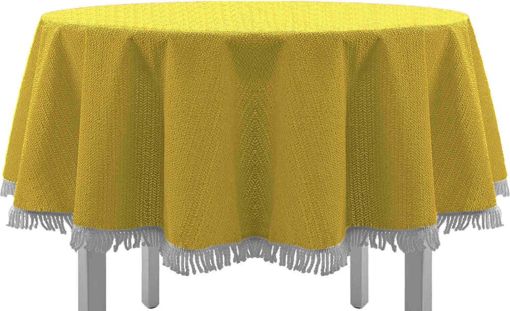 Gartentischdecke Rund Ø 160 cm Gelb mit Fransen
