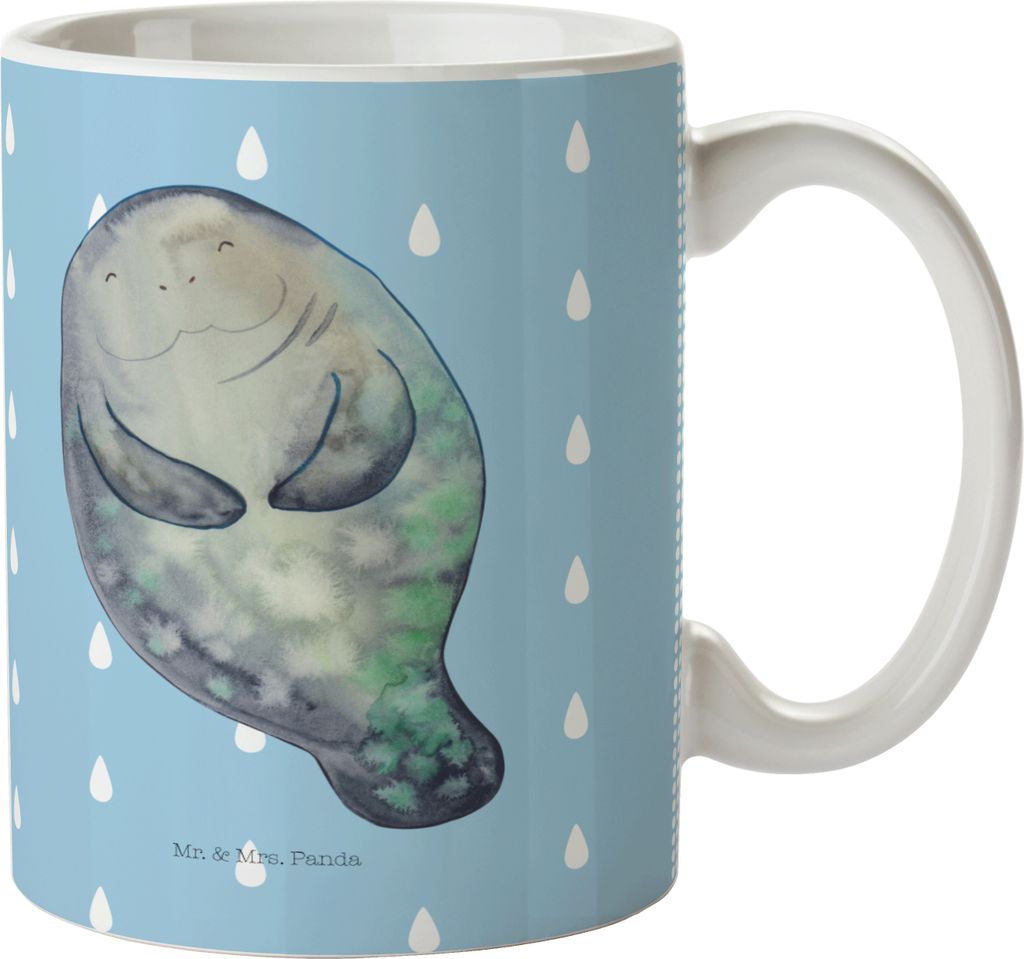 Mr. & Mrs. Panda Kinderbecher Seekuh Happy - Blau Pastell - Geschenk, Liebeskummer, Outdoor Tasse, Achtsamkeit, Trinklernbecher, Freundin, Neuanfan...
