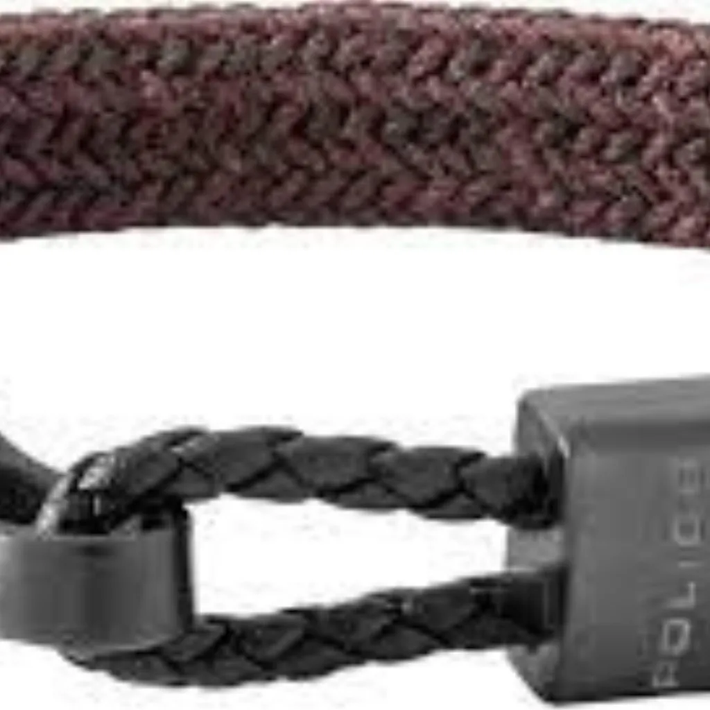 Bracelet Police PJ26490BLC/01 en cuir tressé noir pour homme moderne