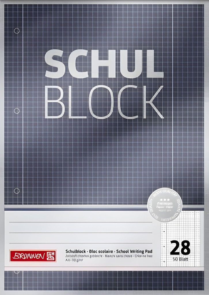 Brunnen Schulblock / Notizblock Premium (A4, 50 Blatt, Produktbild 