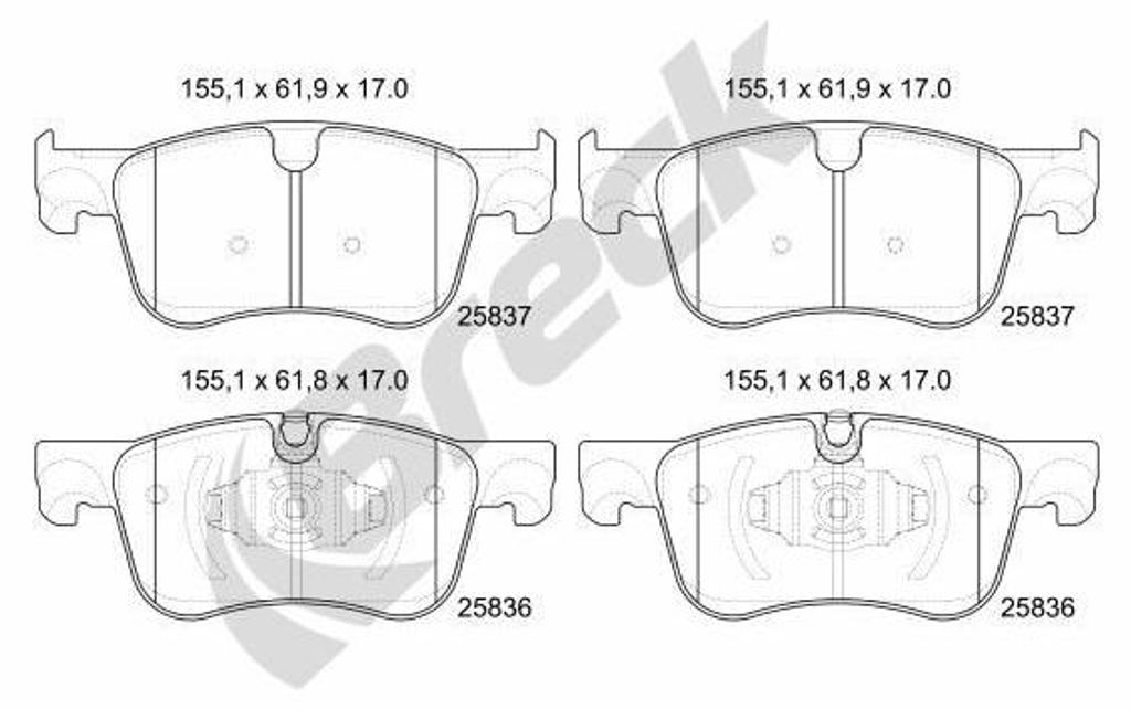 BRECK Bremsbeläge Satz Vorne Bremsklötze für OPEL Combo E Kasten / Kombi (X19) 25836 00 701 00