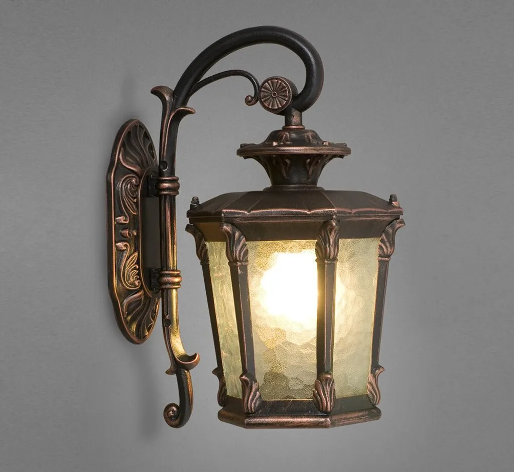Lanterne murale extérieure en bronze rustique pour façade de maison - 12