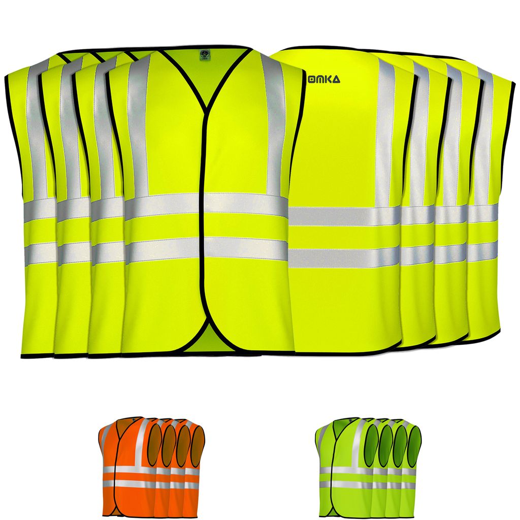 4x Warnweste Sicherheitsweste Auto Sicherheitswarnweste Pannenweste, Farbe:Neon Gelb, Größe:2XL