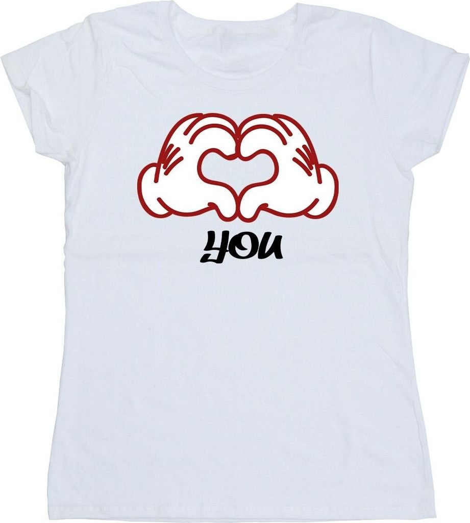 Disney - "Love You Hands" T-Shirt für Damen BI33655 (S) (Weiß)