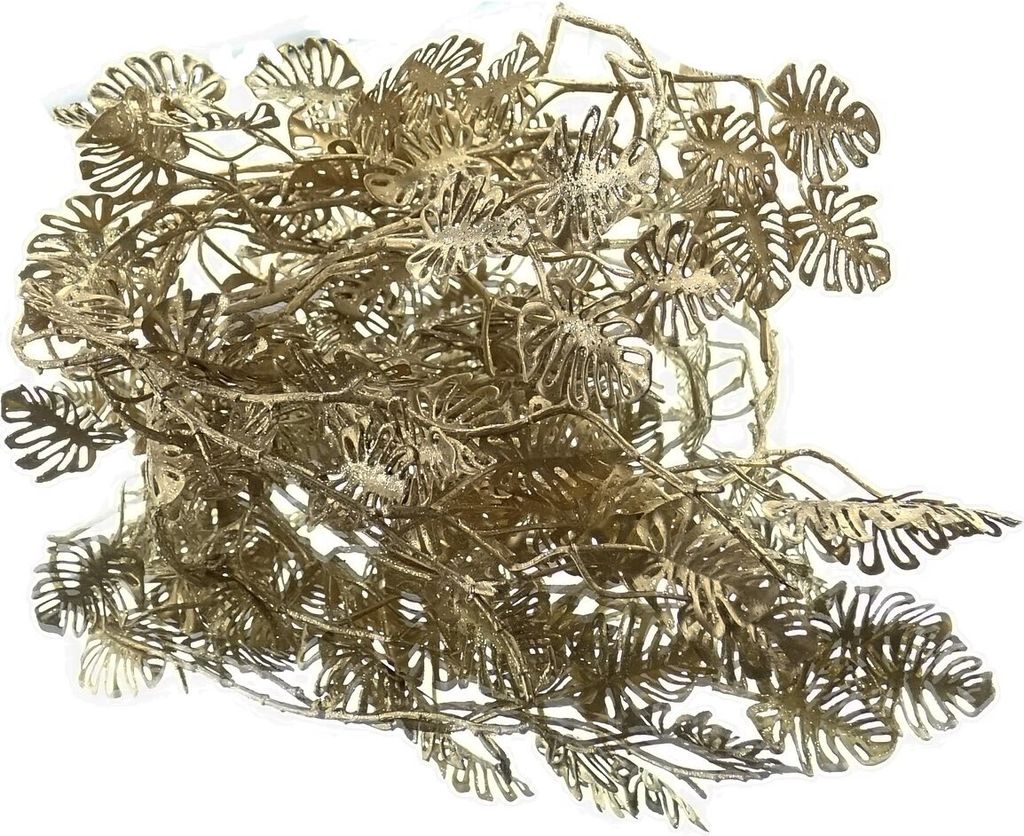 Weihnachtsgirlande Mini-Monstera Goldfarben mit Glitter 118 cm - Kunstpflanze