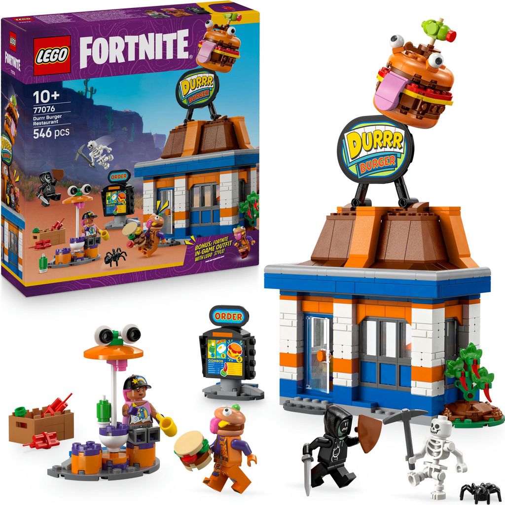 LEGO Fortnite Durrr Burger Restaurant – Kreatives Spielzeug mit den Minifiguren Strandbomber, Beefboss, Schmierfink – Gaming- und Sammlergesche...