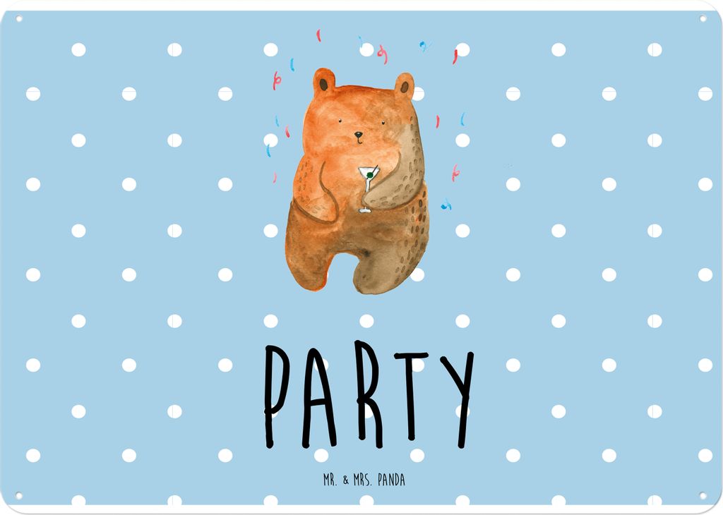 Mr. & Mrs. Panda Schild Bär Party DIN A4 - Blau Pastell - Geschenk, Metallbild, tafel, Geburtstagsgeschenk, Teddy, Lustig, Blechschild, Feiern, Ge...