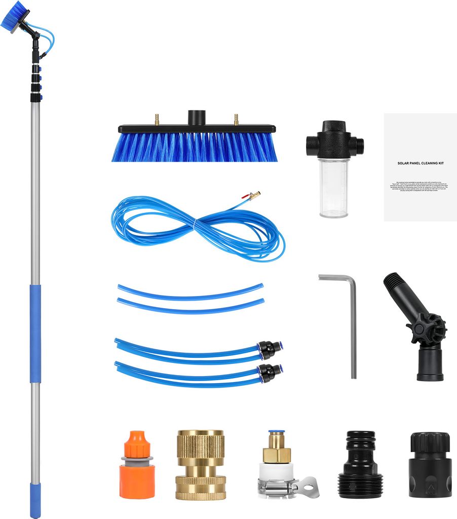SucceBuy-Wasserspeisungsstangen-Set, 7,3 m lange Solarpanel-Reinigungsstange mit ausziehbarem Griff. Sie verfügt über einen um 180° drehbaren B...