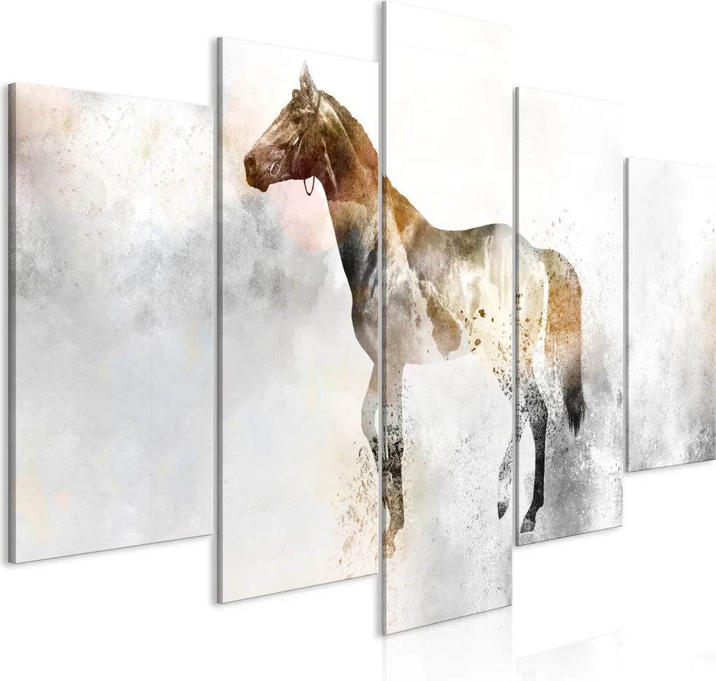 Quadro su Tela Stallone Ardente 5 Pezzi 100x50 cm - Design Moderno