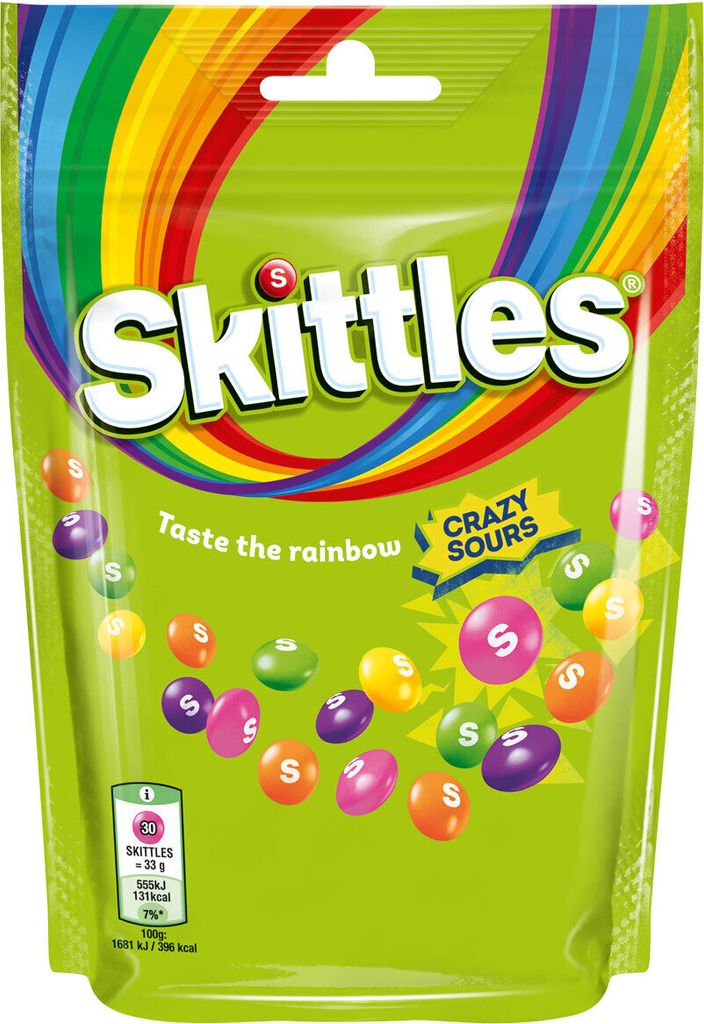 Skittles Crazy Sours kwaśne drażetki do żucia z chrupiącą Zdjęcie produktu 