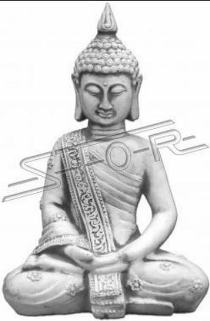 Buddha Skulptur in Steinoptik. Große Skulptur für Garten und Wohnbereich 31cm