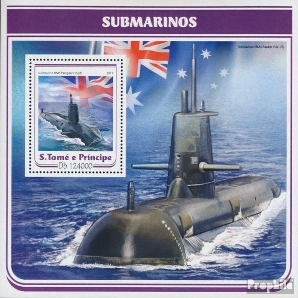Briefmarken Sao Tome e Principe 2017 Mi Block 1278 (kompl. Ausgabe) postfrisch U-Boote