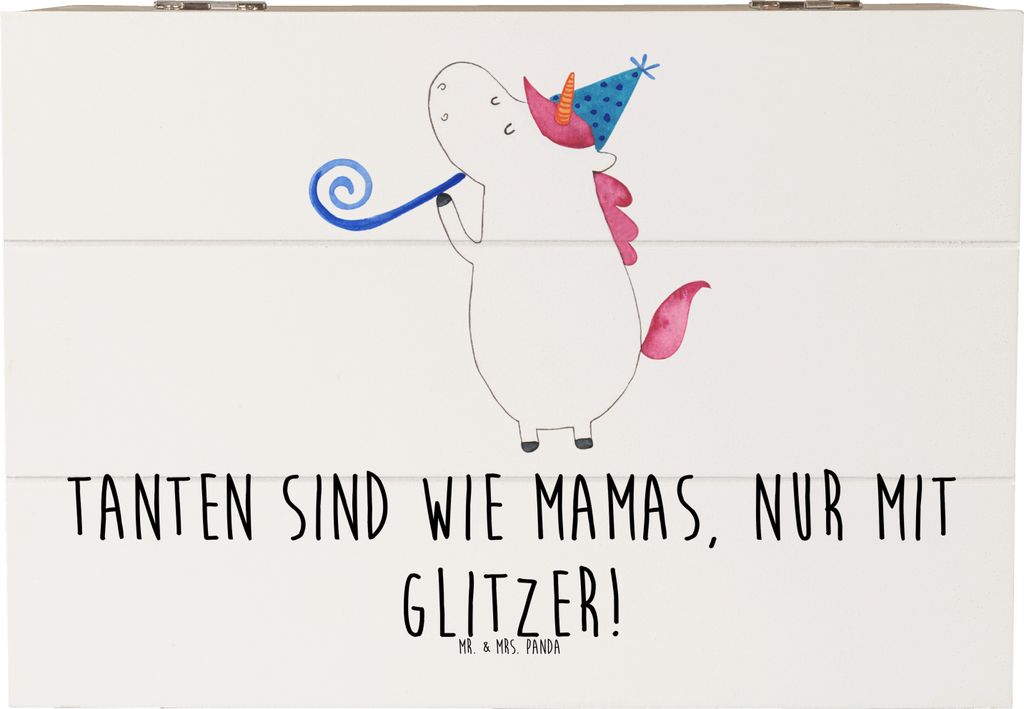 Mr. & Mrs. Panda Schatulle Glitzernde Tante 22 x 15 cm - Weiß - Geschenk, fotobox, herzerwärmende Sprüche, Kiste, Spaß, Freude, Familie, Gesche...