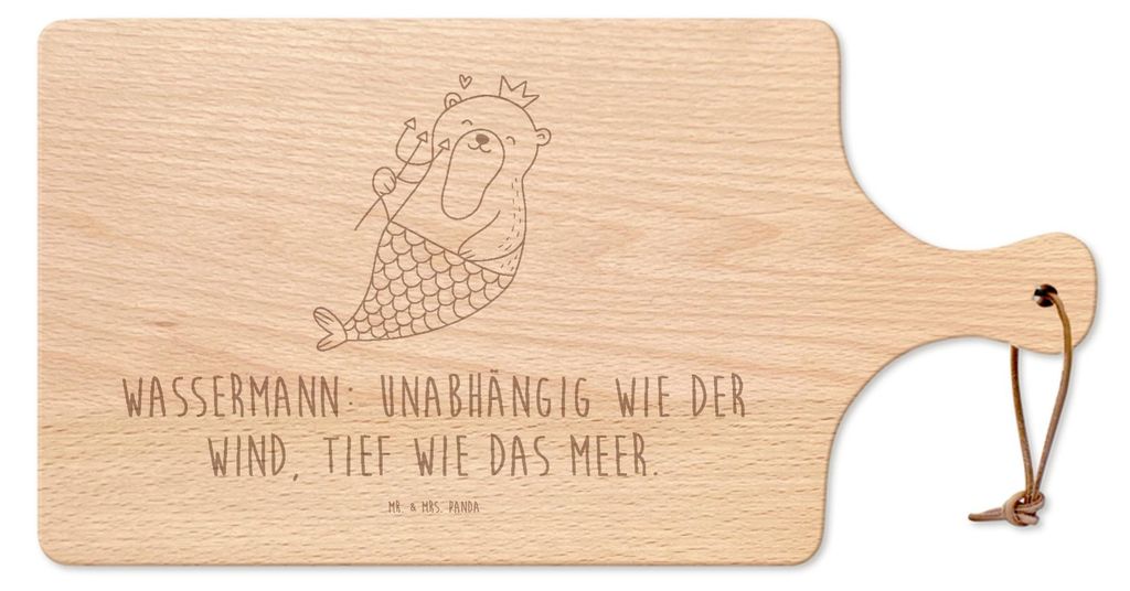 Mr. & Mrs. Panda Schneidebrett Wassermann Astrologie - Transparent - Geschenk, Sternzeichen, Pizzabrett, Brett, Frühstücksbrettchen, Holzbrett, G...