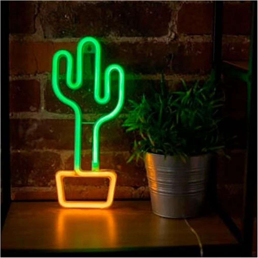 Neon LED Wandleuchte KAKTUS orange/grn Bat + USB FLNEO2