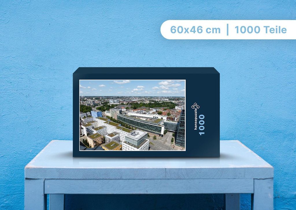 hansepuzzle 108449 - Hamburg Puzzle, 1000 Teile, Orte, 60,0 x 46,0cm mit hochwertiger Aufbewahrung, Kartonbox und wiederverschließbarem Beutel