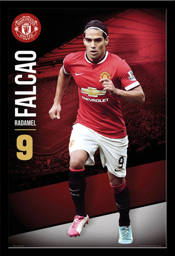 Poster Manchester United Falcao 14/15 encadré sous acrylique incassable