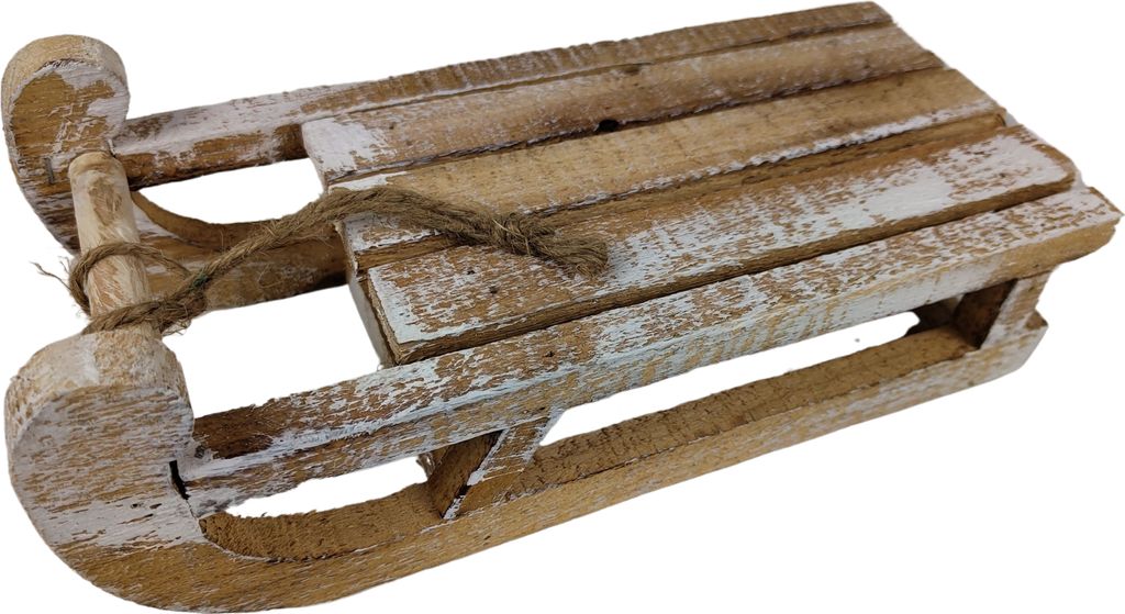 Holz Deko Schlitten Shabby Used-Look - 31 x 14,5 cm - Produktbild 