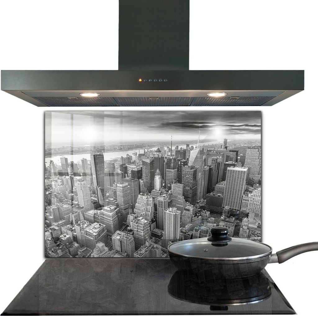 Spritzschutz aus Glas Küchenrückwand - Wandschutz für Herd und Spüle - 80x60 cm - Architektur von New York