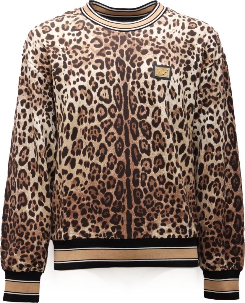 9978AI felpa uomo DOLCE&GABBANA men leopard print sweatshirt light brown