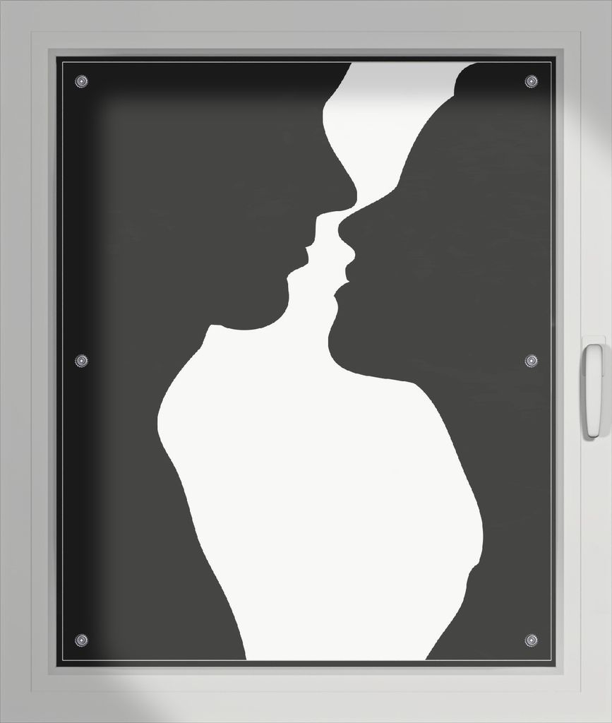 Wallario Lichtschutzbild, Dekorativer Sichtschutz Sonnenschutz 76 x 93 cm mit Motiv: Mann und Frau - Verdunklung ohne Bohren