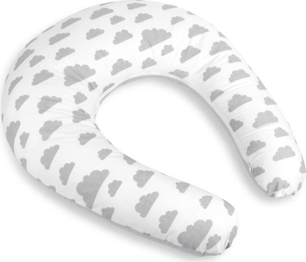 Stillkissen mit Bezug mit Reißverschluss - 180 cm Umfang - Grau,Weiß