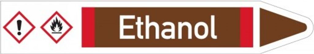 Dreifke Aufkleber I RKZ-Etikett Ethanol, rechts, DIN, braun/weiß/rot, für Ø ...