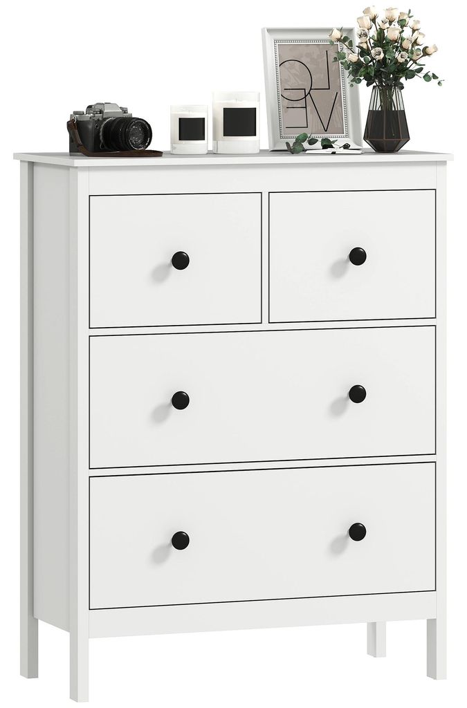 HOMCOM : buffet moderne à 4 tiroirs pour le salon, blanc Image du produit 
