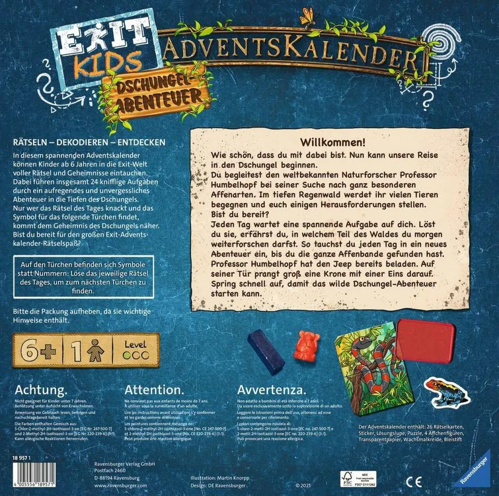 Calendrier Avent EXIT Kids Jungle 24 Défis Logiques pour Enfants dès 6 ans - 2