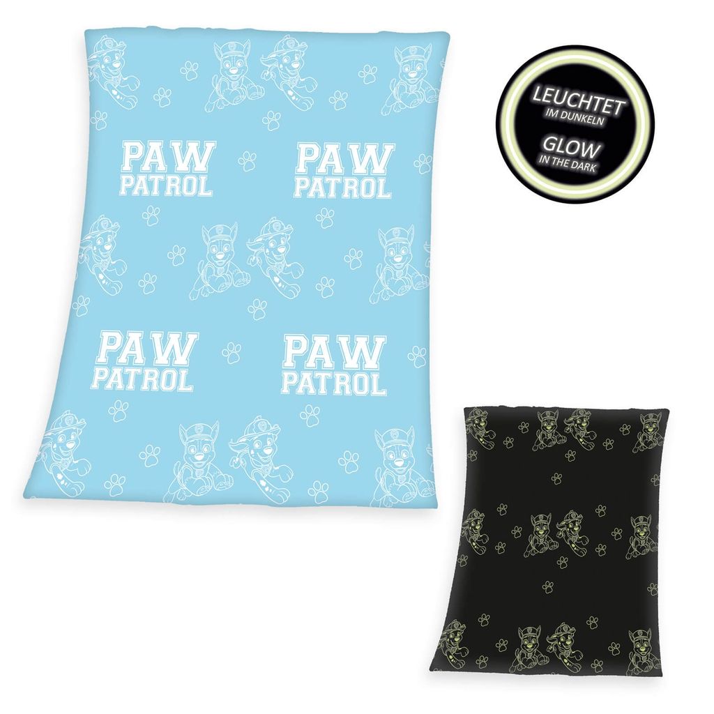 PAW Patrol - GLOW in the DARK - Kuschelige Fleecedecke Decke, 130x160