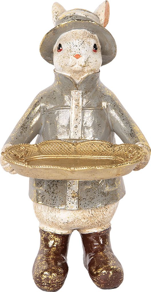 Clayre & Eef Dekorationsfigur Kaninchen 29 cm Beige Kunststoff