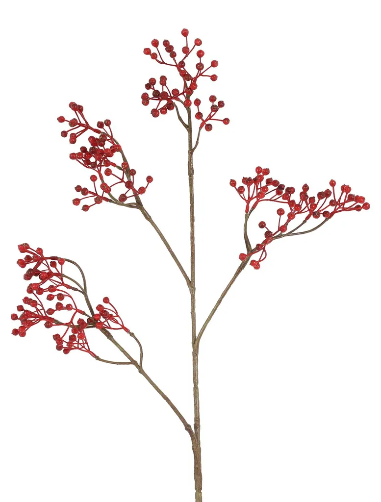 Décoration de Noël Branche Ilex Artificielle 77 cm avec Baies Rouges