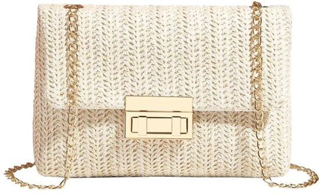 Sac en paille tressée beige d'été - Finition artisanale et grand format