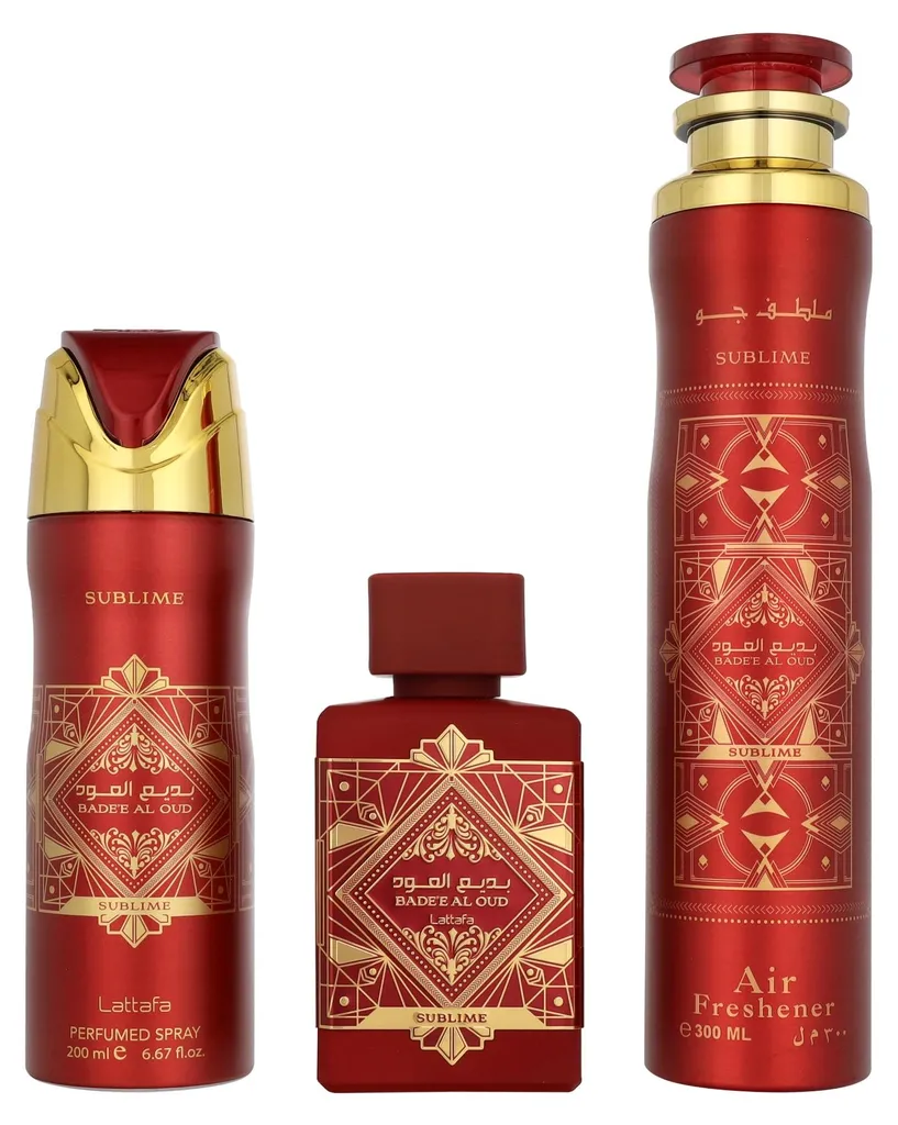 Coffret Parfum Oriental Bade'e Al Oud Sublime Set Complet 3 en 1 Luxe