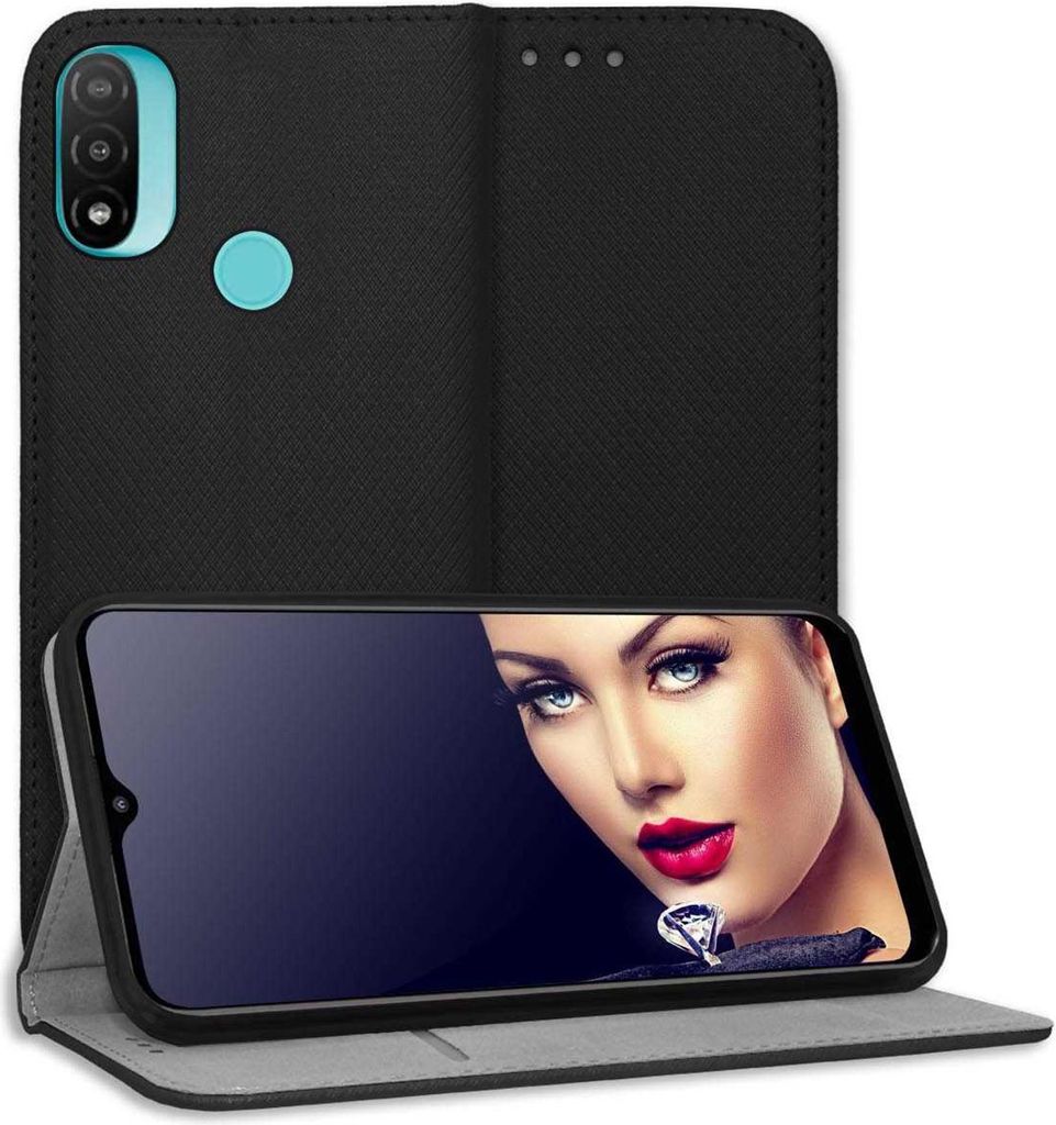 Bookstyle Schutzhülle Klapphülle Schutztasche Etui Cover für Motorola Moto E20 (XT2155, 6.5'') - Schwarz