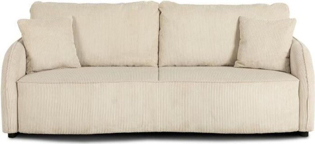 3-Sitzer-Umbausofa - BARI - Cord - Perlmutt - Aufbewahrungsbox - 215 x 89 x 100 cm